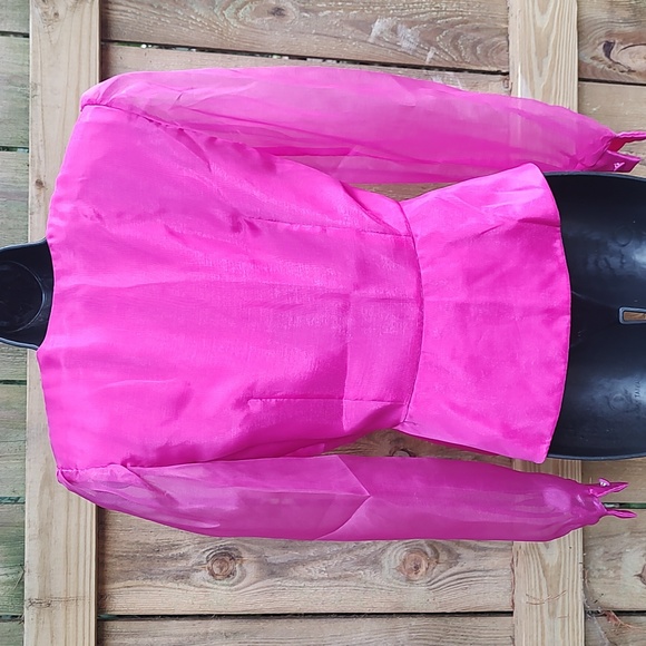 Michael Marcella Vintage 80s Fuschia Wrap Shirt - Picture 10 of 11